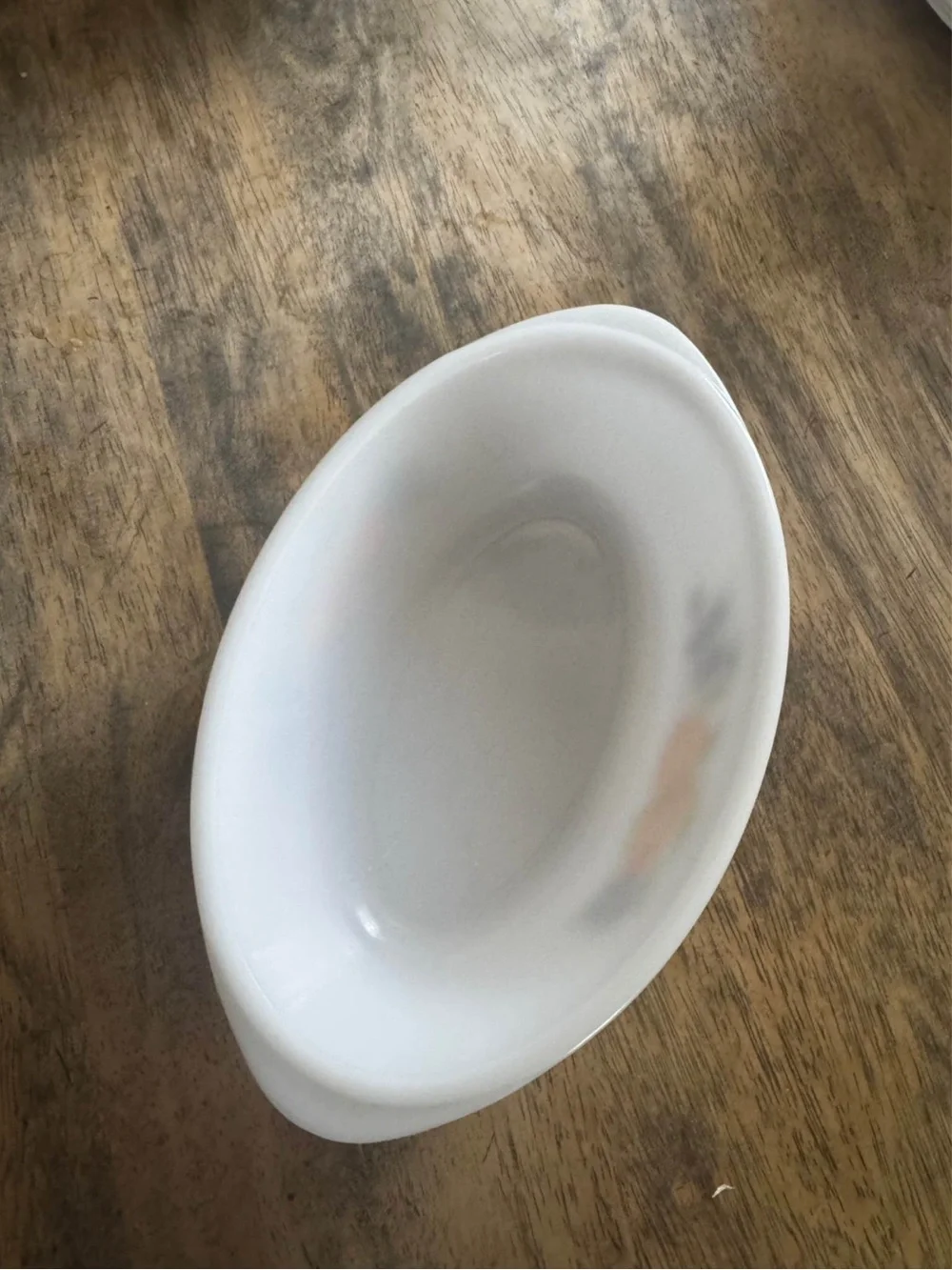 Vintage White Fruit Pattern Casserole Dish - White
